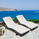 Tangkula Outdoor Patio Chaise Lounge Chair Ergonomic Shape Handwoven Outdoor Patio Pool Furniture with Heavy Padded Non-Slip Cushions Backrest Adjustable Wicker Chaise Lounger