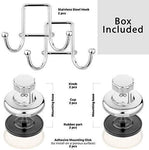 HASKO accessories - Powerful Vacuum Suction Cup Hook Holder - Organizer for Towel, Bathrobe and Loofah - Strong Stainless Steel Hooks for Bathroom & Kitchen, Towel Hanger Storage, Chrome (2 Pack)