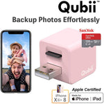 Flash Drive for iPhone, Qubii Pro Auto Backup Photos & Videos, Photo Stick for iPhone, Photo Storage Device for iPhone & iPad【microSD Card Not Included】- Space Gray