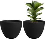 La Jolíe Muse Flower Pot Garden Planters Outdoor Indoor, Plant Containers with Drain Hole, Weathered Grey(11.3 Inch, Pack 2)