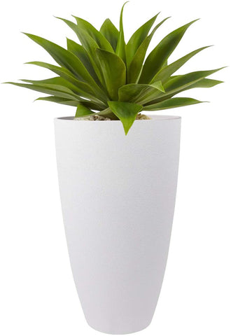 La Jolíe Muse Tall Planters Outdoor Indoor - Tree Planter 20 inch Modern White Flower Pots with Drainage Holes for Balcony Garden Patio Deck Resin Planters Pack 2