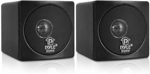 3" Mini Cube Bookshelf Speakers - 100W Small Bookshelf Speakers w/ 3" Paper Cone Driver, 8 Ohm - Passive Audio Book Shelf Speaker Pair For Home Theater Stereo Surround Sound - Pyle Home PCB3BK (Black)