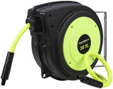 Flexzilla Retractable Enclosed Plastic Air Hose Reel, 3/8 in. x 30 ft, Heavy Duty, Lightweight, Hybrid, ZillaGreen - L8230FZ