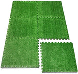 Sorbus Grass Mat Interlocking Floor Tiles – Soft Artificial Grass Carpet – Multipurpose Foam Tile Flooring – Patio, Playroom, Gym, Tradeshow 16 Sq ft (4 Tiles, Borders) (6 Tiles (24 Sq ft))