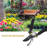 Bekhic 8" Professional Garden Clippers, Branch Scissors & Rose Pruning Shears,Hand Pruners with Ergonomic Handles, Shock-Absorbent Spring & Safety Lock,Bypass Pruning Shears for (Upgraded Version)