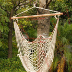 Z ZTDM Hanging Rope Chair, Swing Seat Cotton Canvas Hammock for Indoor Outdoor Garden Yard (Beige net Chair)