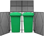 Canditree Storage Shed Poly Rattan for Garbage Cans, Garden Tools, Bin Shed for Patio Backyard Garden 60.2"x30.7"x47.2", Brown