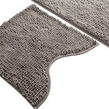 Sunnyglade Bathroom Contour Rugs Combo, Set of 2 Chenille Fabric Microfiber Soft Shaggy Non Slip 21" X 34" Bath Shower Mat and 20" X 20" U-shaped Toilet Floor Rug Bathroom Carpet