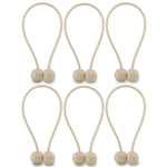 HUYIJJH Curtain Tiebacks Magnetic, Drape Holders Holdbacks Decorative Weave Rope Clips Window Sheer Blackout Panels Home Office, Beige (Pack of 6) by NZQXJXZ