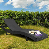 Tangkula Outdoor Patio Chaise Lounge Chair Ergonomic Shape Handwoven Outdoor Patio Pool Furniture with Heavy Padded Non-Slip Cushions Backrest Adjustable Wicker Chaise Lounger