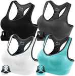 FITTIN Racerback Sports Bras - Padded Seamless Med Impact Support for Yoga Gym Workout Fitness