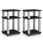 Tangkula End Table, 3-Tier Square Wood Storage Shelf Display Shelving Night Stand Sofa Side Table for Home Office (2, Black)