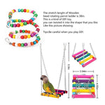 7pcs Birds Cage Swing Set Parrots Toys with Bell Colorful Chewing Hanging Hammock for Parakeets, Macaws, Conures, Budgies, Lovebirds, Mynah, Cockatiel, Finches