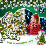 Lumitify Globe Solar Christmas String Lights, 19.7ft 30 LED Fairy Crystal Ball Lights, Outdoor Decorative Solar Lights for Home, Garden, Patio, Lawn, Party and Holiday(White)