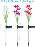 EPIC GADGET Flower Solar Lights Outdoor - 3 Pack Waterproof Lawn Solar Lights with 12 Lily Flowers, Color-Changing Solar Stakes Lights for Patio, Back Yard, Garden