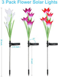 EPIC GADGET Flower Solar Lights Outdoor - 3 Pack Waterproof Lawn Solar Lights with 12 Lily Flowers, Color-Changing Solar Stakes Lights for Patio, Back Yard, Garden