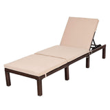 Tangkula Patio Reclining Chaise Lounge Outdoor Beach Pool Yard Porch Wicker Rattan Adjustable Backrest Lounger Chair (Brown Without Wheel and Pillow)