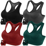 FITTIN Racerback Sports Bras - Padded Seamless Med Impact Support for Yoga Gym Workout Fitness