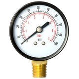Aquatix Pro Pool Filter Pressure Gauge - Premium Spa/Pool/Aquarium Water Pressure Gauge, 2" Dial, 0-60 Psi, Bottom Mount 1/4", Compatible with Most Brands Such as Hayward, Pentair & Jandy