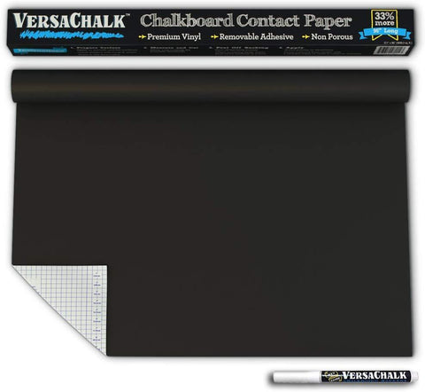 VersaChalk Chalkboard Contact Paper Vinyl Wall Decal Sticker, Extra Large 18 x 96 Inch Roll with Chalk Pen