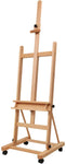 MEEDEN Large Studio H-Frame Easel - Solid Beech Wood Artist Easel Adjustable Movable Tilting Easel, Floor Painting Easel Stand, Holds Canvas Art up to 48"