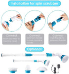 Spin Scrubber, 360 Cordless Tub and Tile Scrubber, Multi-Purpose Power Surface Cleaner with 3 Replaceable Cleaning Scrubber Brush Heads, 1 Extension Arm and Adapter