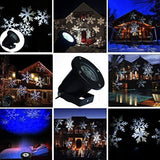 Christmas Lights, PRODELI Snowflake Projector Waterproof LED Xmas Lights White Moving Snowflake Spotlights Wall lighting for Indoor Outdoor Landscape Garden Holiday Party Decorations with U.S. Plug
