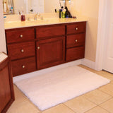 Office Marshal Bath Mat Bathroom Rugs 32" x 47",Large Soft Shaggy White Microfiber Shower Rug, Machine Washable Throw Rugs Non Slip Absorbent Luxury Plush Floor Mats Runner Carpet for Bath Tub Shower Bathroom