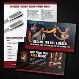 Grill Beast BBQ Skewers - 6 Reusable Flat Blade Stainless Steel with Sharp, Angled Points for Grilling Seafood, Vegetable, or Fruit Kebabs