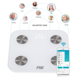 Bluetooth Body Fat Scale, FRK Smart Wireless Digital Bathroom Weight Scale Apple Health and Google Fit, Body Composition Analyzer for Body Weight, BMI, Body Fat, Muscle Mass, Water, White (LL02)