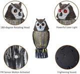 Redeo Solar Powered Owl Decoy Scarecrow Bird Repellent with Flashing Eyes & Scary Sound & Rotating Head, 10-16 ft Motion Activated - Animal Repeller Deter Birds, Squirrels & Mice and More