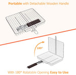 ORDORA Portable Fish Grill Basket, BBQ Grilling Basket for Outdoor Grill, Rustproof 304 Stainless Steel Grill Accessories, Heavy Duty Shrimp Grill Baskets, BBQ Tool for Steak, Potatoes, Chops, Kabob