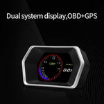 Car HUD OBD2/GPS Dual Systems Head Up Display iKiKin Digital Car GPS Speedometer with Compass Test Brake Test Fault Code Reader Engine RPM OverSpeed Alarm Water Temperature for All Vehicle