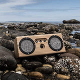Bongo Bamboo Bluetooth Speaker - Portable & Wireless Retro Wood Design - Vintage Black & White