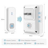 Wireless Doorbell ,Waterproof Door Chime Kit with 1 Push Button,1 Plug-in Receiver,55 Melodies ,5 Level Volume，Night Light and LED Indicator Operating at 1000ft for Home Office