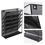 Wall Hanging File Holder Organizer for Office Home, 5-Tier Black Metal- Yuugen Products