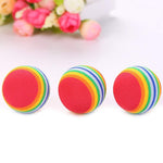 Weihuimei 1Pcs Rainbow 4.2cm Cat Toy Ball Interactive Cat Toys Play Chewing Rattle Scratch EVA Ball Training Pet Supplies