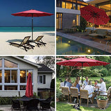 ABCCANOPY Solar Umbrellas Patio Umbrella 9 FT LED Umbrellas 32LED Lights with Tilt and Crank Outdoor Umbrella Table Umbrellas for Garden, Deck, Backyard, Pool and Beach,12+Colors, (Burgundy)