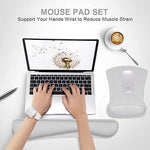 Mouse Pad with Wrist Support and Keyboard Wrist Rest Pad Set,Ergonomic Mouse Pads for Computers Laptop,Non-Slip Comfortable Mousepad w/Raised Memory Foam for Easy Typing Pain Relief (Eiffel Tower)