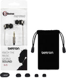 Betron B25 Noise Isolating in Ear Canal Headphones Earphones with Pure Sound and Powerful Bass for iPhone, iPad, iPod, Samsung Smartphones and Tablets (Black Without Remote)