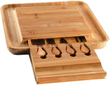 Home Perspective Cheese Board and Knife Set - 100% Organic Bamboo Wood Charcuterie Platter Serving Tray with Cutlery - Perfect for Birthday, Housewarming & Wedding Gifts