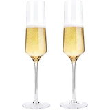 Hand Blown Crystal Champagne Flutes - Bella Vino Elegant Champagne Glasses Made from 100% Lead Free Premium Crystal Glass，Perfect for Any Occasion,Great Gift, 10", 7 Oz, Set of 2, Clear