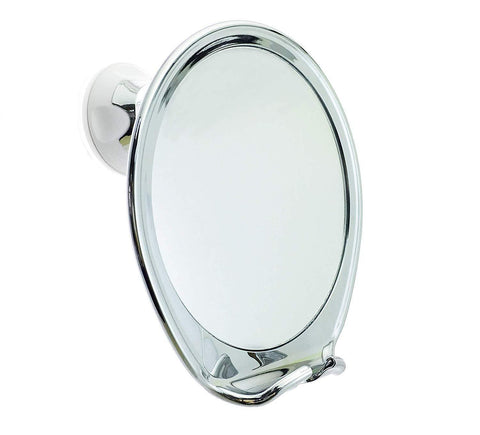 JiBen Fogless Shower Mirror with Power Locking Suction, Built-in Razor Hook and 360 Degree Rotating Adjustable Arm, Personal Fog Free Bathroom Shaving Mirror (Chrome)