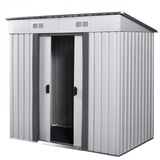 JAXSUNNY 4' x 6'Outdoor Backyard Garden Utility Tool Storage Shed w/Sliding Door Outdoor House