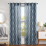 Curtains for Living Room 84 inch Grey Moroccan Tile Linen Blend Grommet Window Treatmenrt Set 2 Panels Bedroom Kitchen