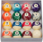 GSE Games & Sports Expert 2 1/4-Inch Professional Regulation Size Marble Swirl Style Billiards Pool Ball Complete Set