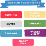 VersaChalk Washable Wine Glass Markers- 7 Vibrant Erasable Colors to Write on Party Cups, Drink Glasses, Beer Mugs, Clear Plastic Jars, Windows, and Mirrors