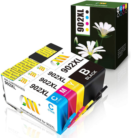 CMCMCM Updated Remanufactured Ink Cartridges Work for HP 902XL 902 XL Work for OfficeJet Pro 6978 6962 6968 6975 6960 6970 6950 6954 6979 6951 Printer (Black, Cyan, Yellow, Magenta)