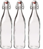 Seacoast Clear Glass Bottle with Swing Top Stopper, 33.75 Oz Round Pack of 4