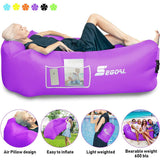 Inflatable Lounger Air Sofa Pouch Inflatable Couch Air Chair Hammock with Pillow Portable Waterproof Anti-Air Leaking for Outdoor Camping Hiking Travel Pool Beach Picnic Backyard Lakeside Christmas